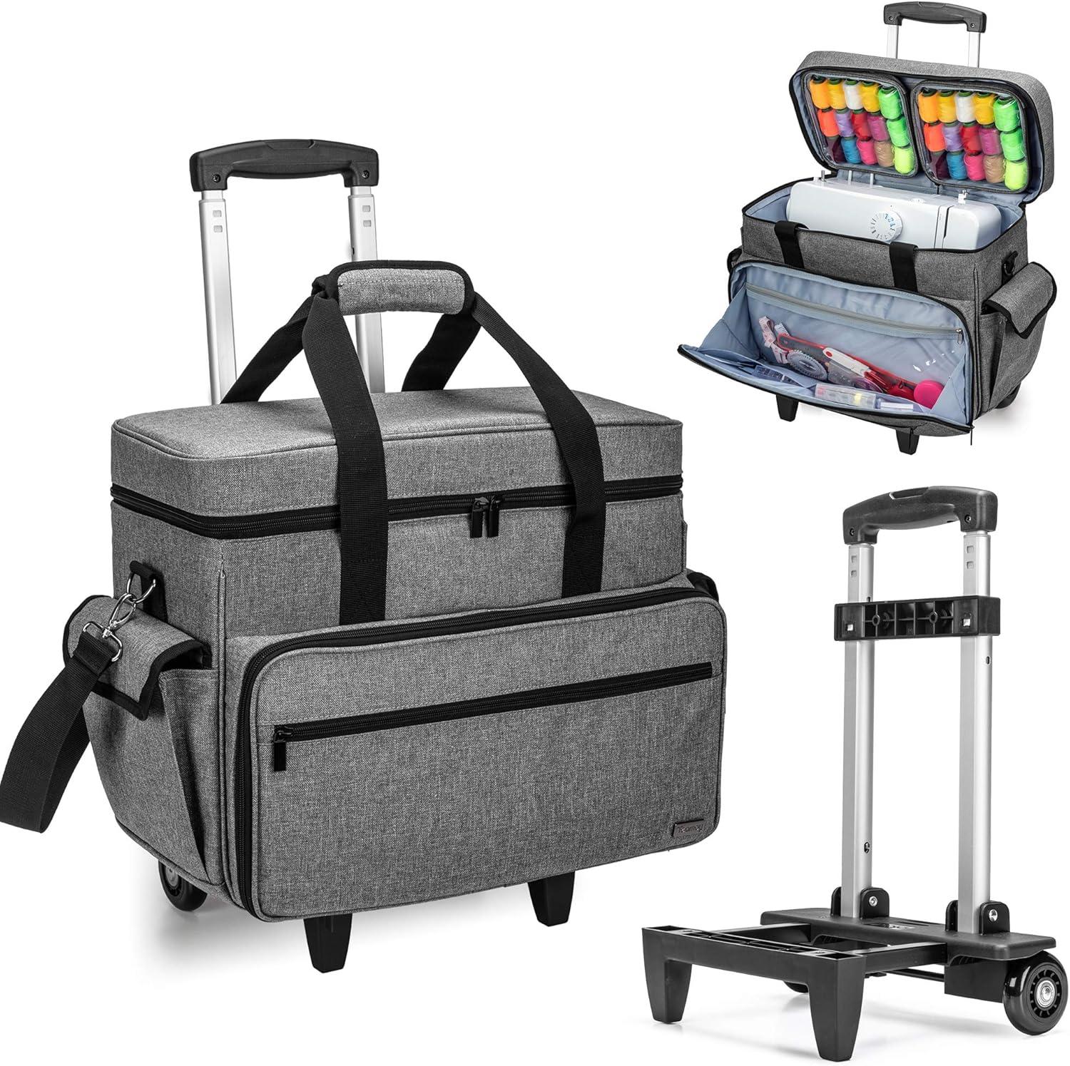 Teamoy Nähmaschinentasche Trolley: Rollkoffer für Nähmaschine Zubehör