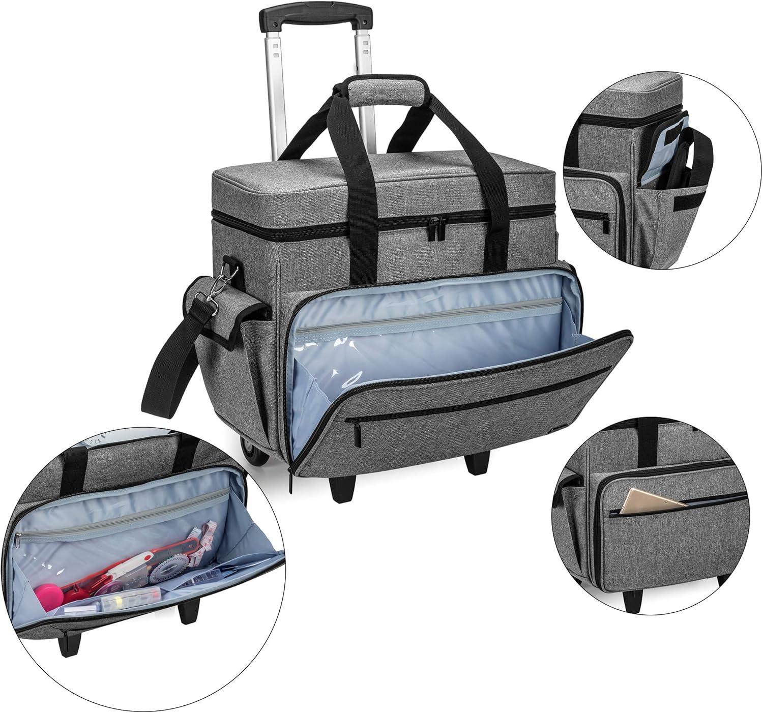 Teamoy Nähmaschinentasche Trolley: Rollkoffer für Nähmaschine Zubehör