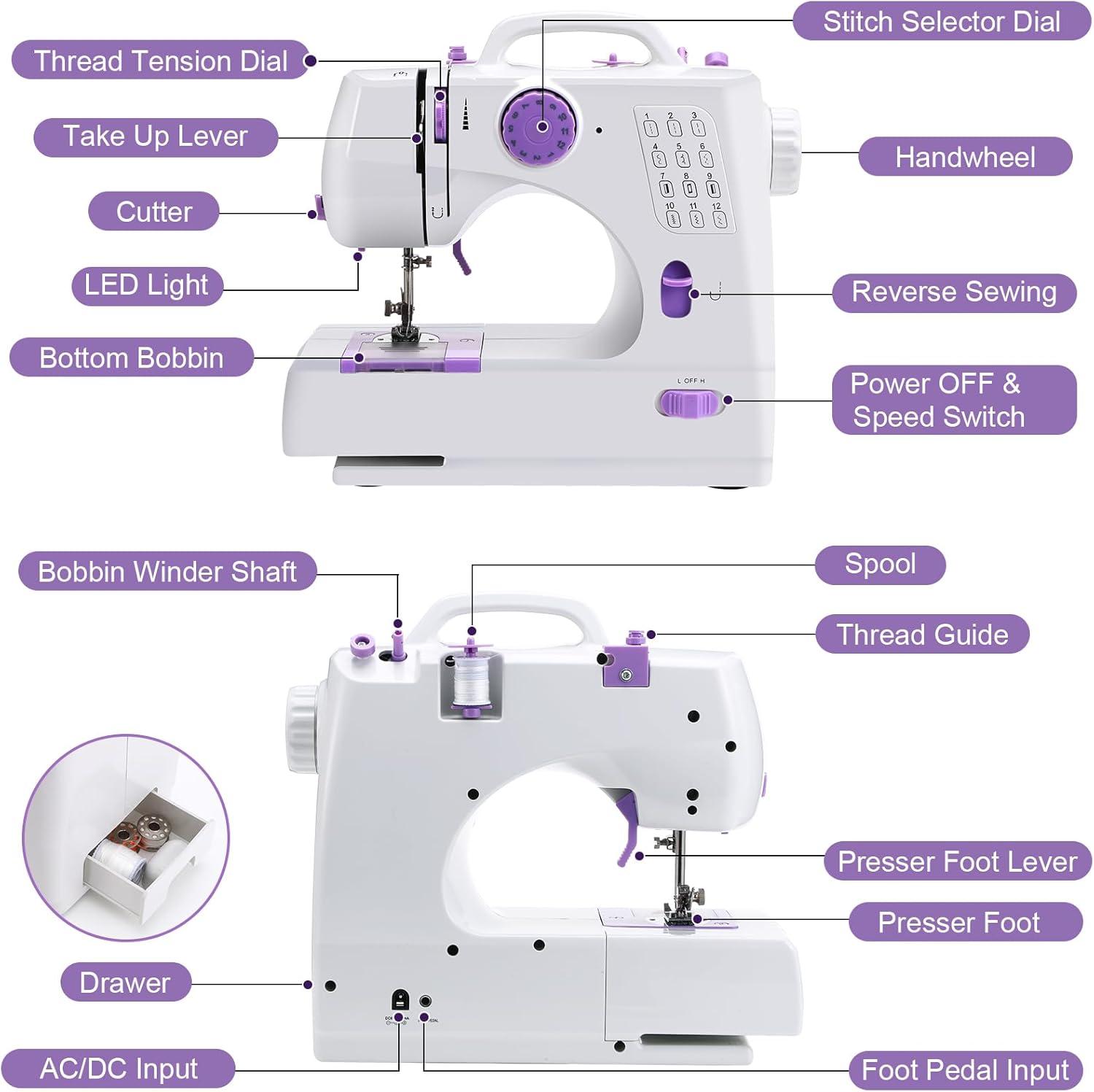 Anfänger Nähmaschine mit 12 Stichen: Praktisch und tragbar für DIY